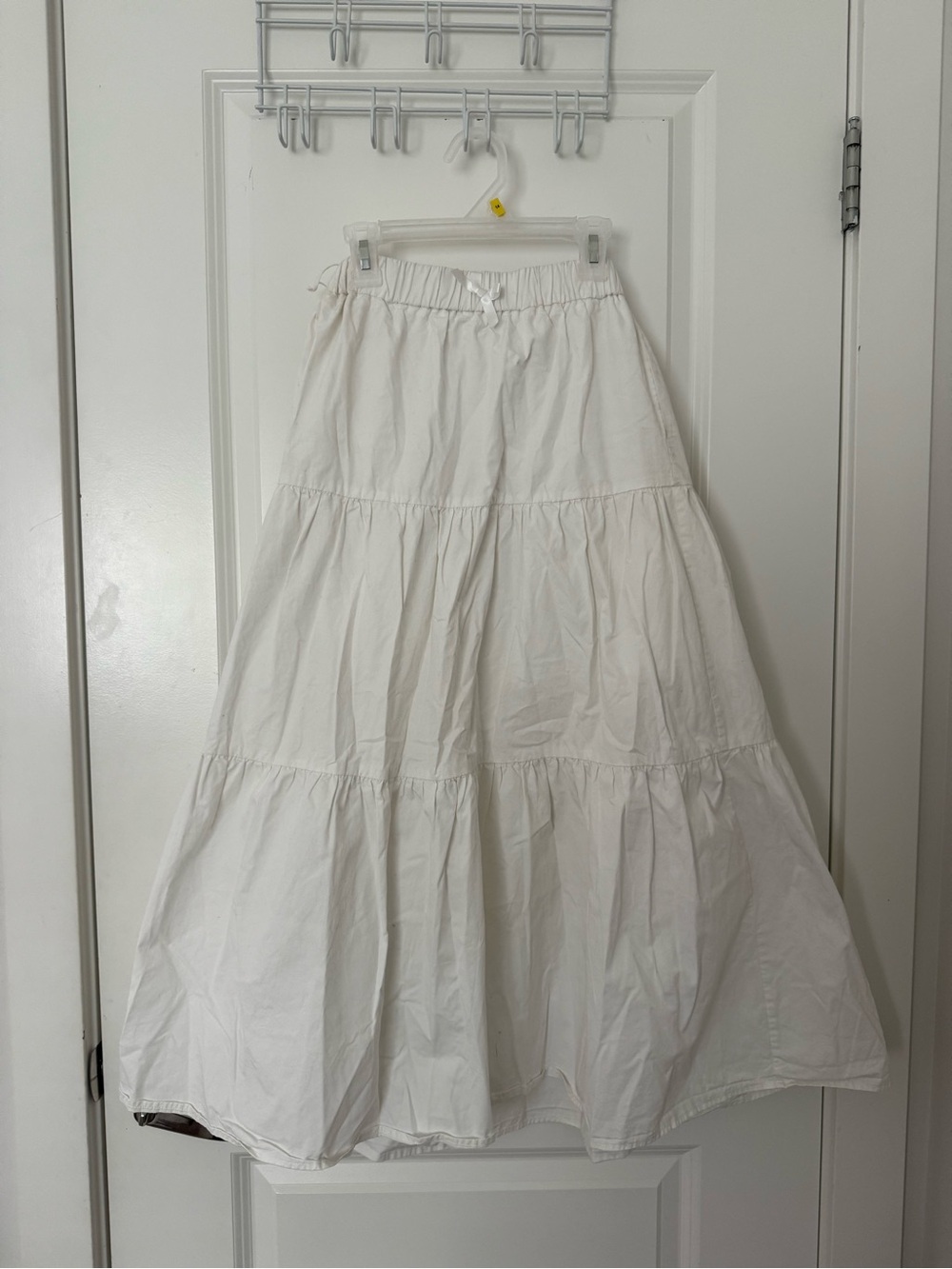 Women’s White Tiered Maxi Skirt - Lightweight Cotton
